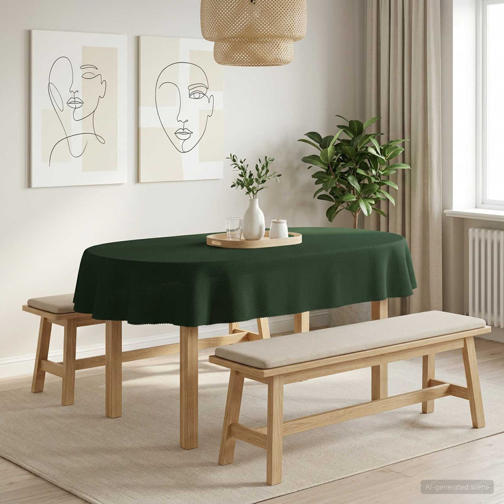 vidaXL Obrus stołowy Owalny Ciemnozielony 160 x 220 cm