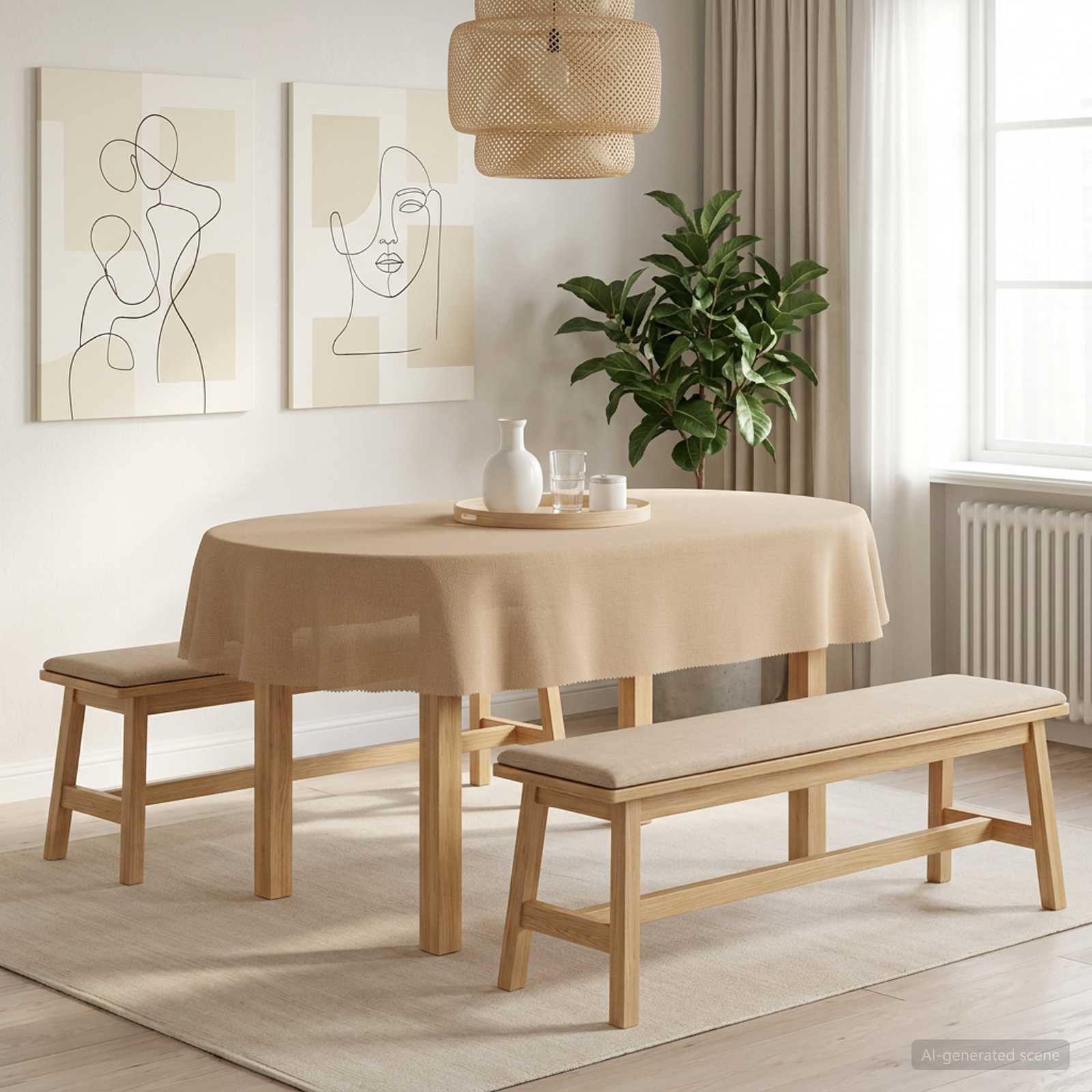 vidaXL Obrus stołowy 5 szt. Owalny Beżowy 160 x 220 cm
