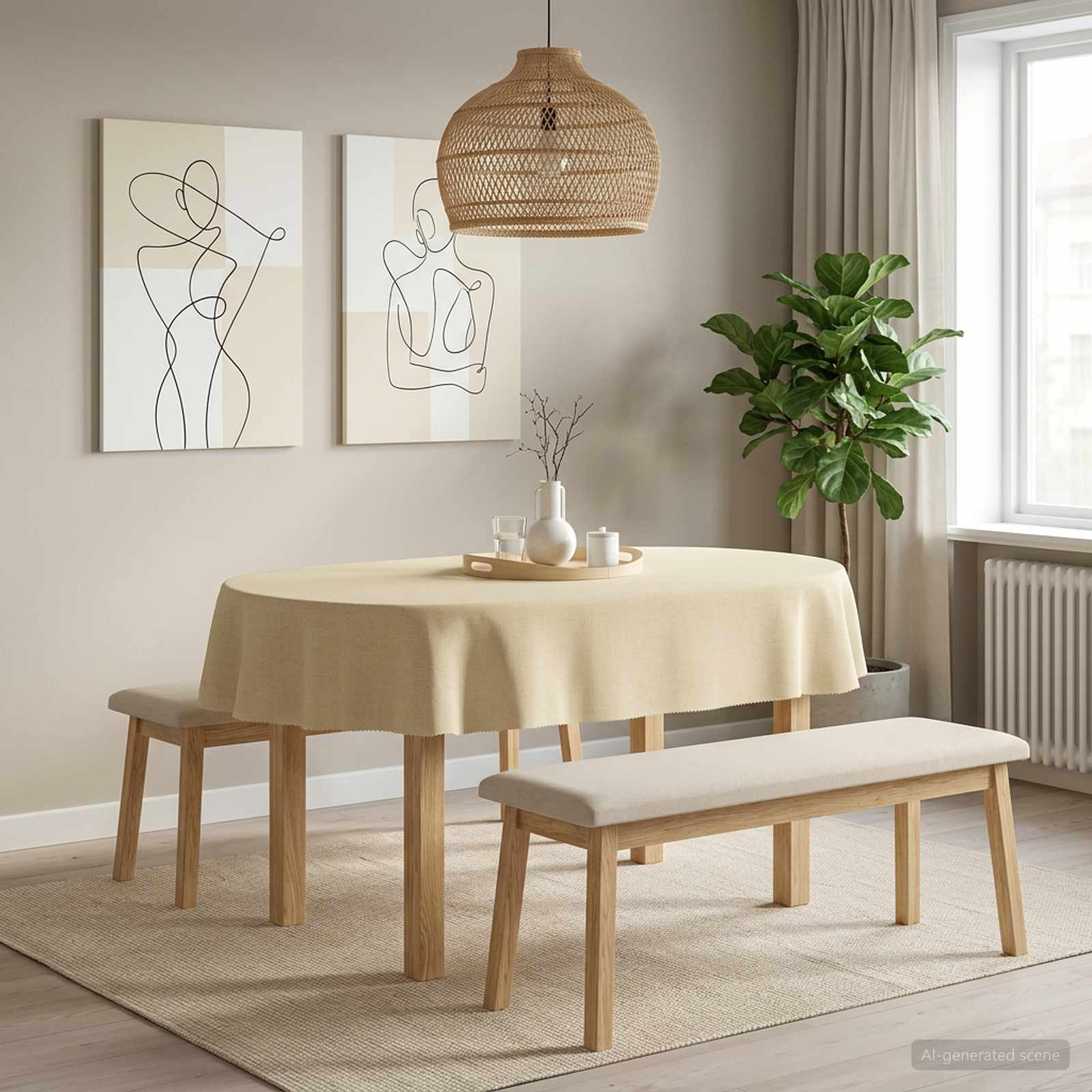 vidaXL Obrus stołowy Owalny kremowobiały 130 x 220 cm