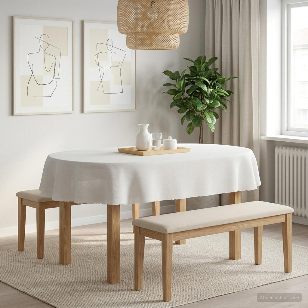 vidaXL Obrus stołowy Owalny Biały 130 x 220 cm