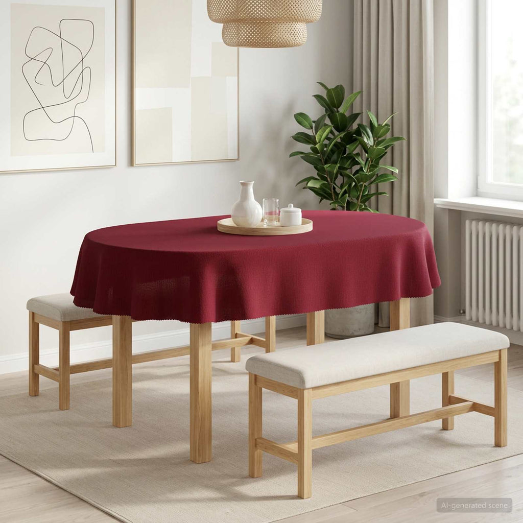 vidaXL Obrus stołowy Owalny Czerwone wino 130 x 220 cm