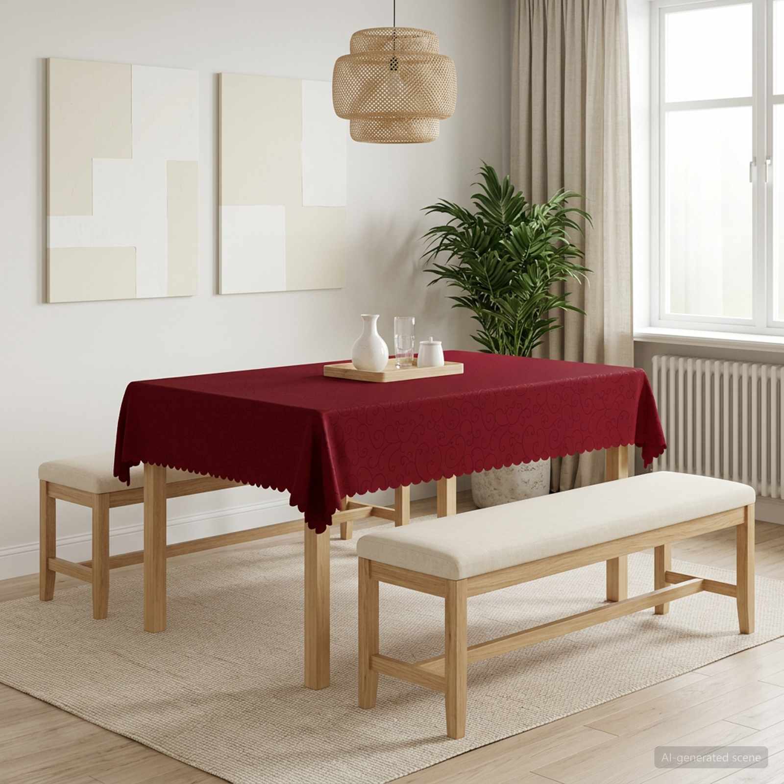 vidaXL Obrus stołowy Prostokątny Czerwone wino 140 x 160 cm