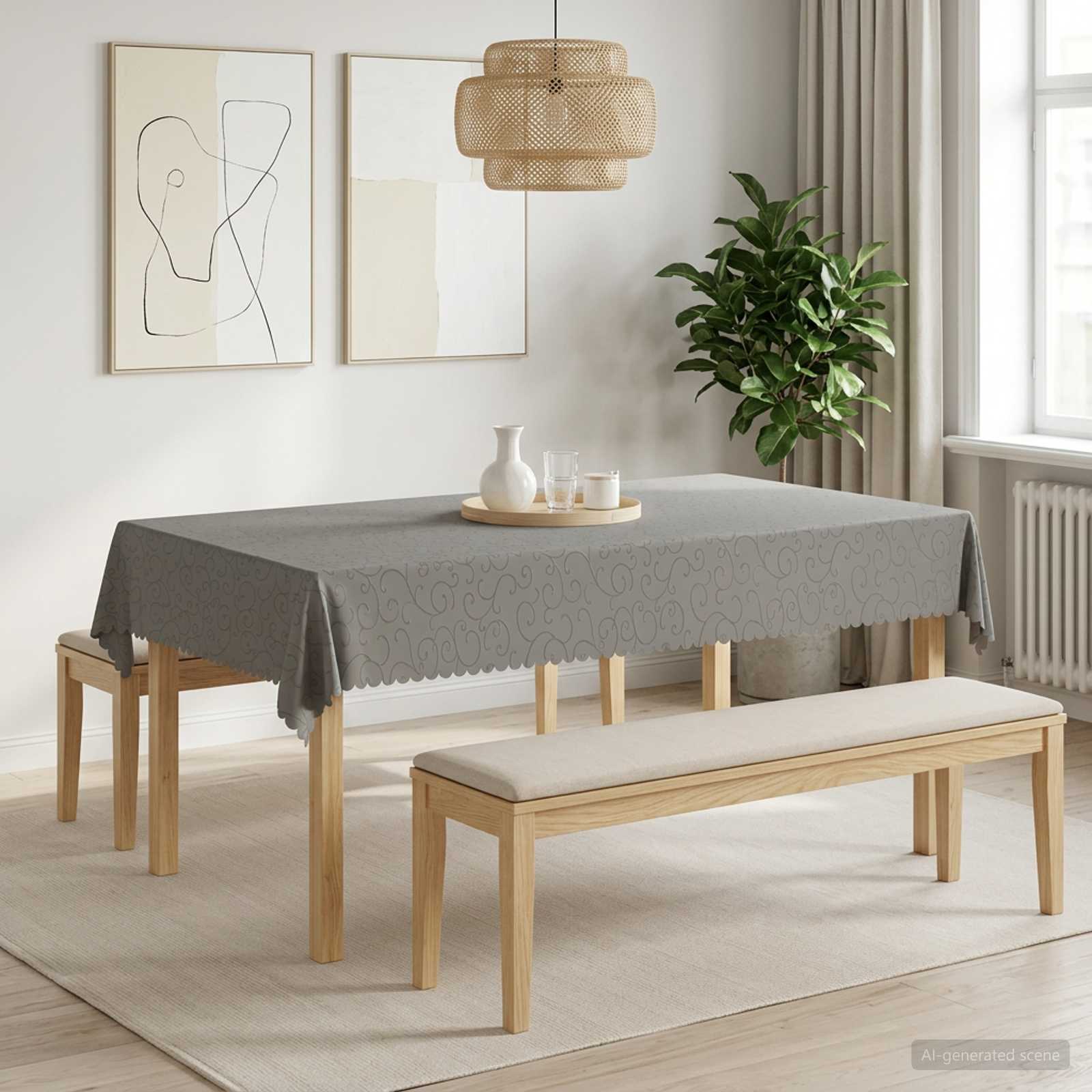 vidaXL Obrus stołowy Prostokątny jasnoszary 140 x 220 cm
