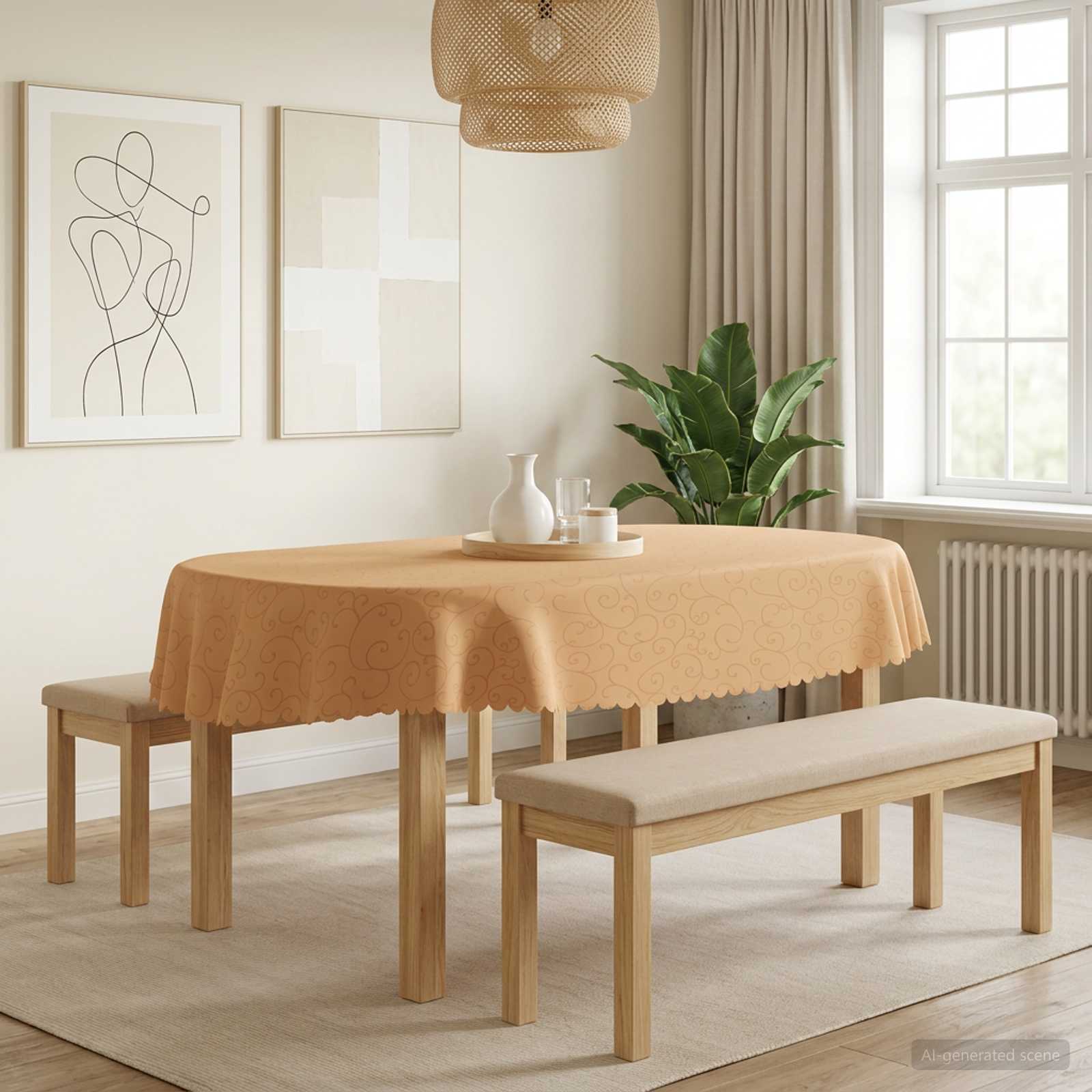 vidaXL Obrus stołowy Owalny Beżowy 130 x 180 cm