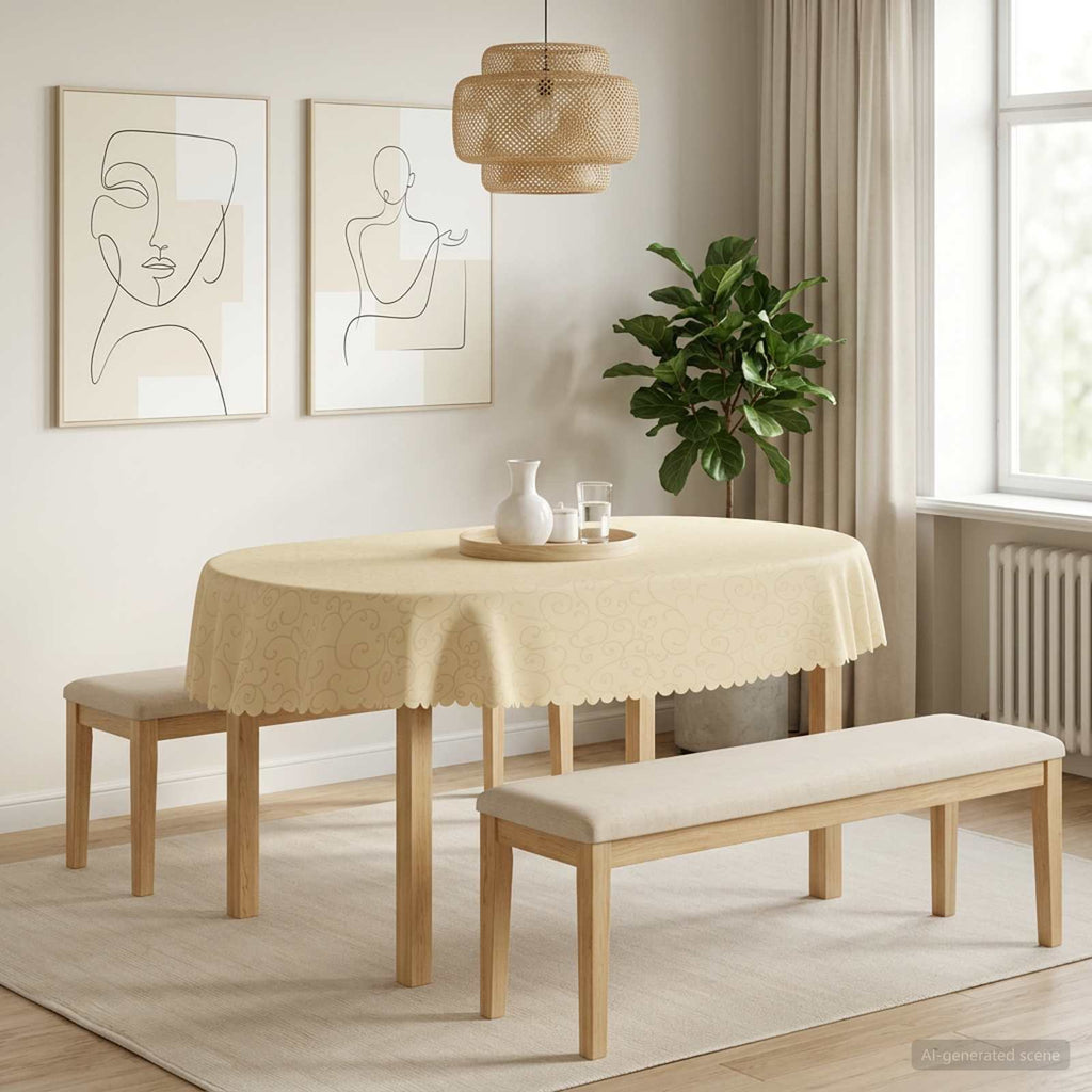 vidaXL Obrus stołowy Owalny kremowobiały 130 x 180 cm