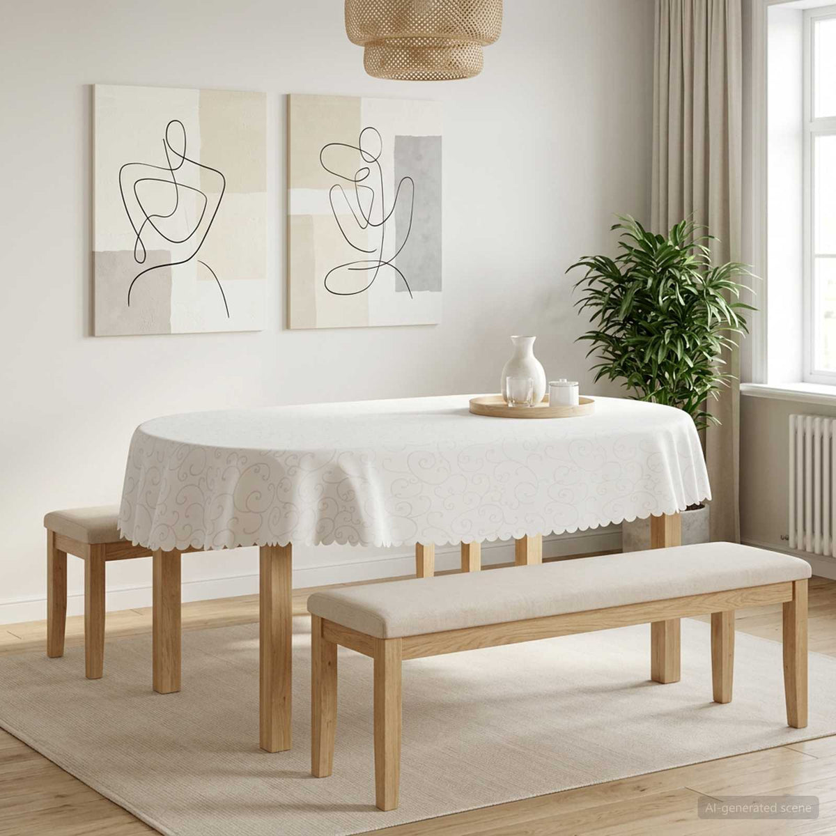 vidaXL Obrus stołowy 5 szt. Owalny Biały 130 x 220 cm
