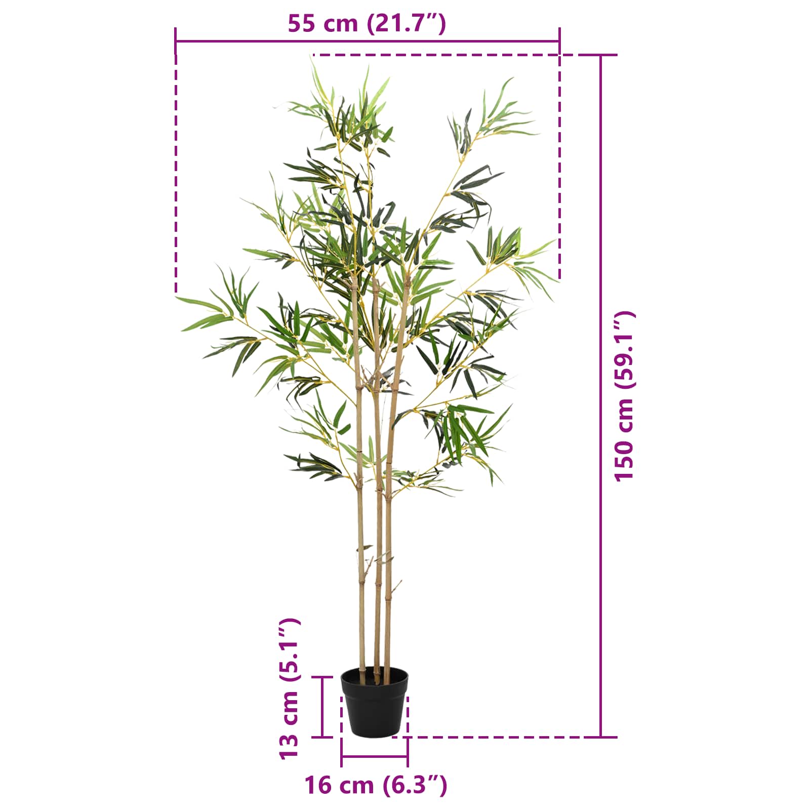 vidaXL Sztuczne Drzewo Bambusa zielony 55 x 16 x 150 cm
