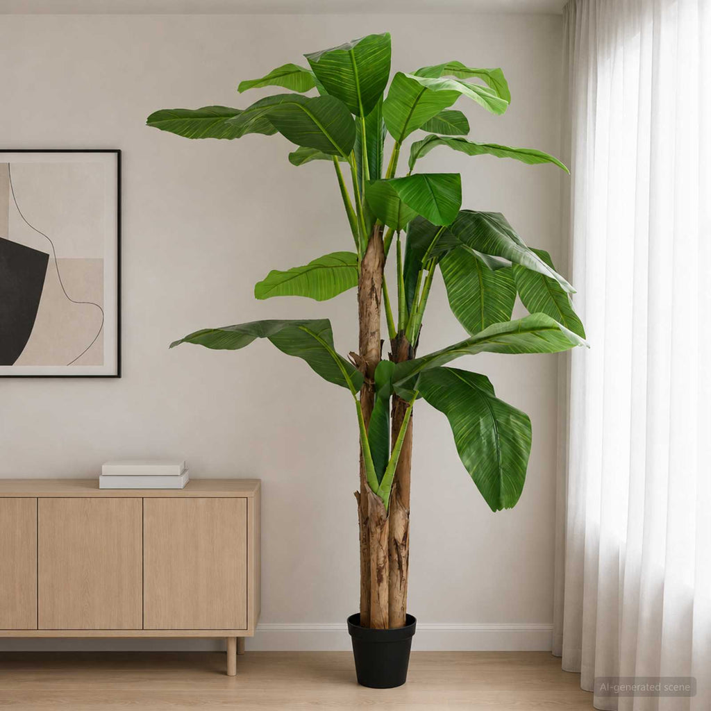vidaXL Sztuczna palma bananowa zielony 125 x 25 x 250 cm