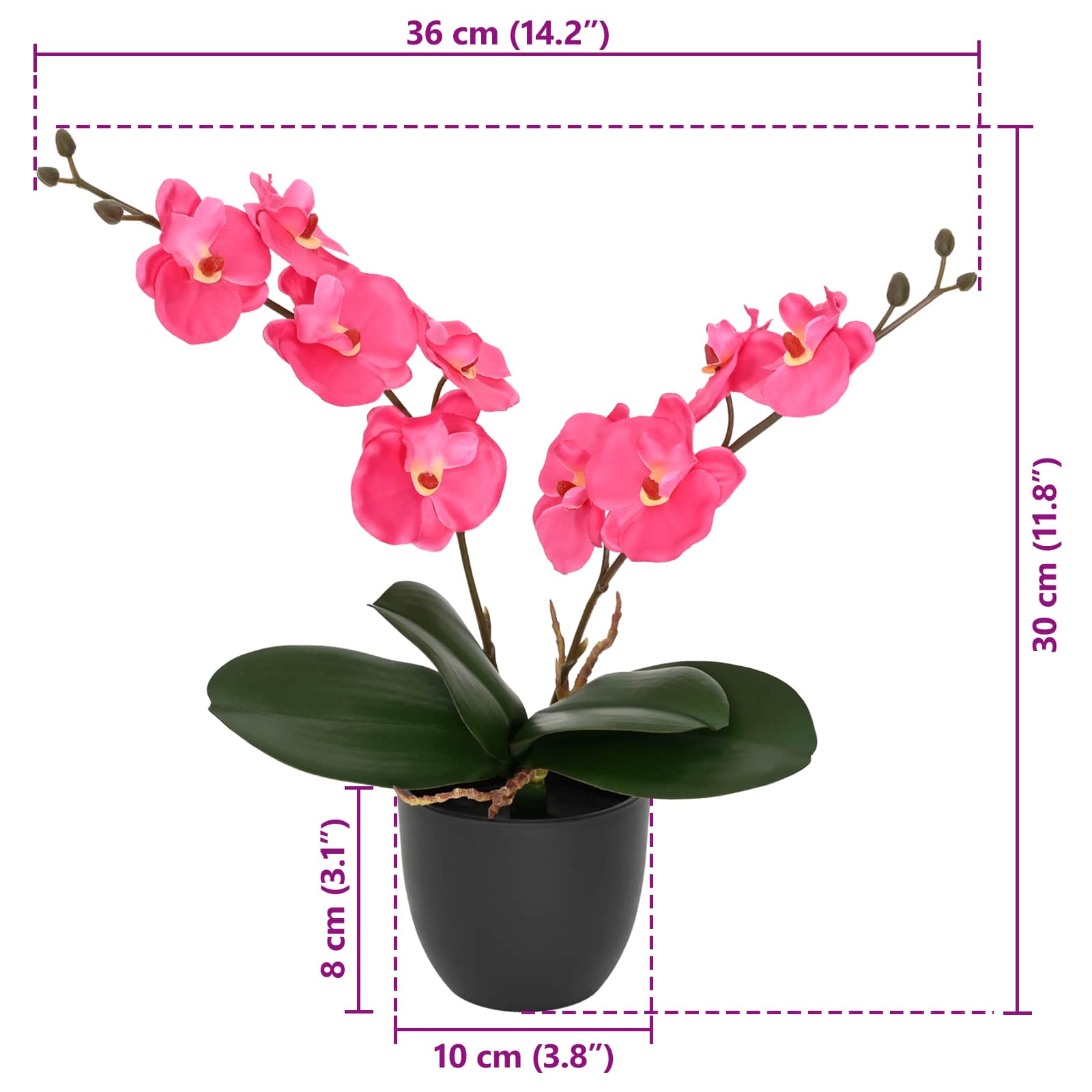 vidaXL Sztuczna Roślina Orchidei czerwony 36 x 10 x 30 cm