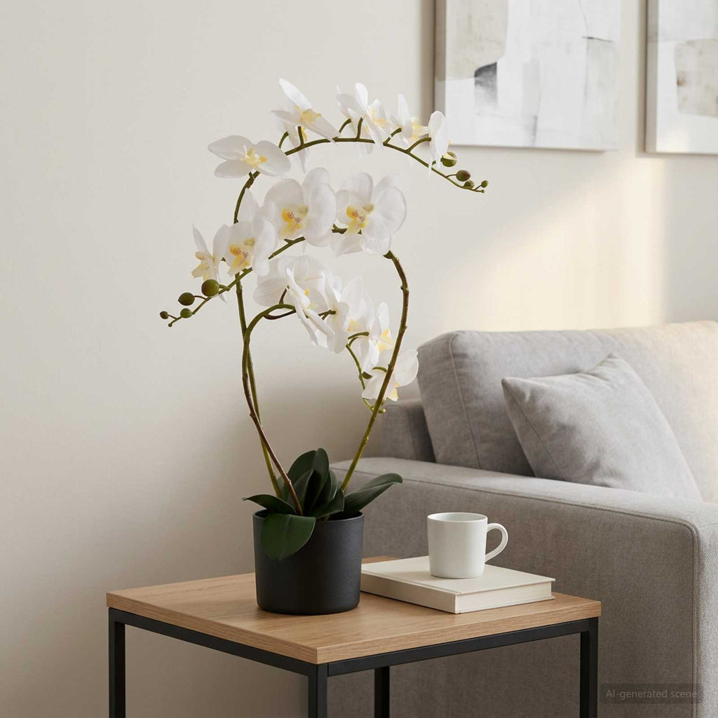 vidaXL Sztuczny kwiat orchidei w doniczce Biały 45 x 15 x 65 cm