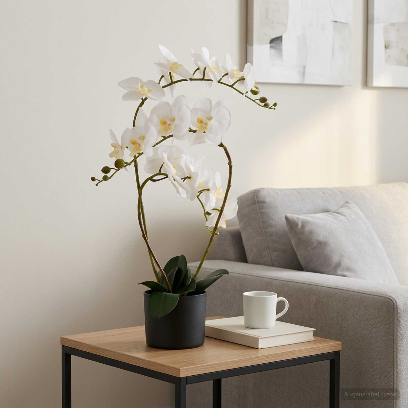 vidaXL Sztuczny kwiat orchidei w doniczce Biały 45 x 15 x 65 cm