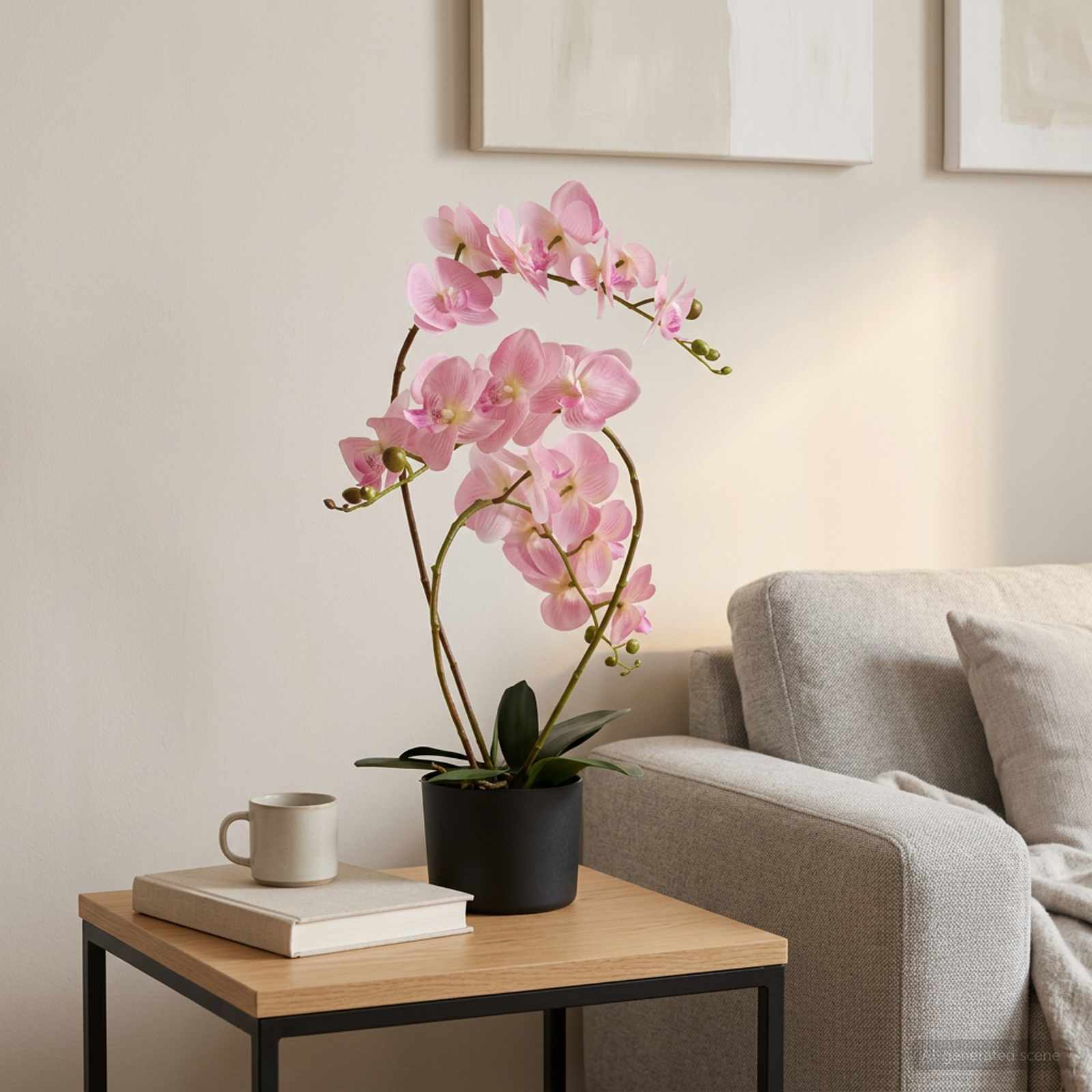 vidaXL Sztuczny kwiat orchidei w doniczce różowy 45 x 15 x 65 cm