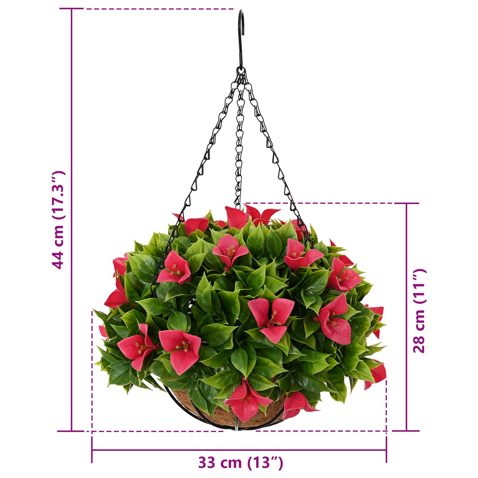 vidaXL Sztuczne Kwiaty Różowy 33 x 33 x 44 cm PE i stal