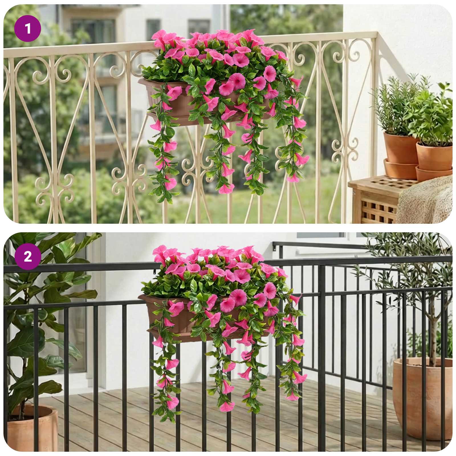 vidaXL Sztuczne Kwiaty Purpurowy czerwony 55 x 20 x 55 cm PE i stal
