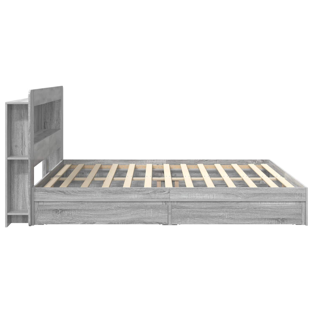 vidaXL Rama łóżka z przechowywaniem Szary Sonoma 200 x 200 cm