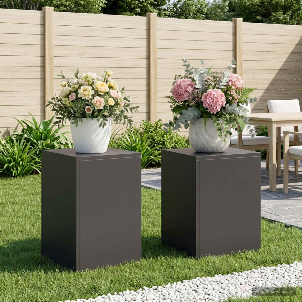 vidaXL Stojak na rośliny 2 pcs Czarny 30 x 30 x 40 cm Stal