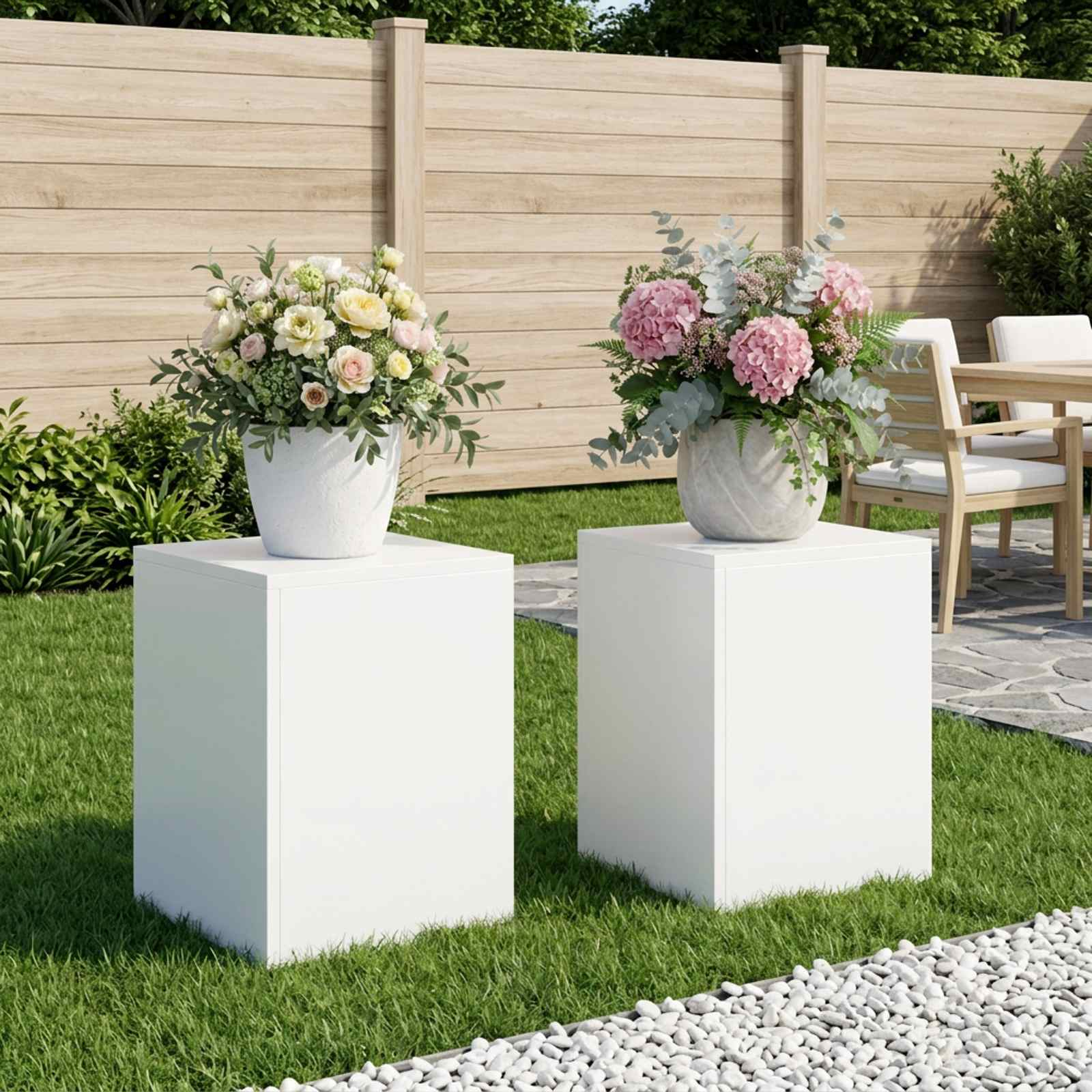 vidaXL Stojak na rośliny 2 pcs Biały 30 x 30 x 40 cm Stal