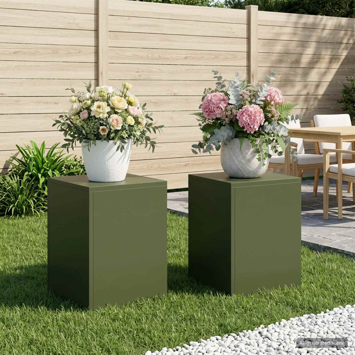vidaXL Stojak na rośliny 2 pcs Oliwkowy zielony 30 x 30 x 40 cm Stal