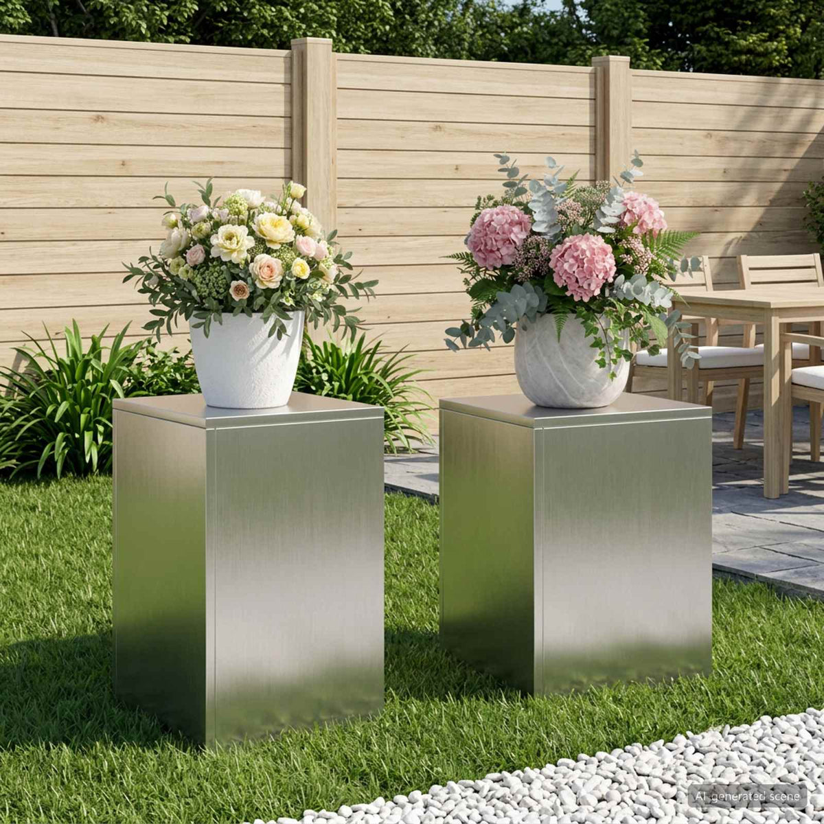 vidaXL Stojak na rośliny 2 pcs srebrny 30 x 30 x 40 cm Stal