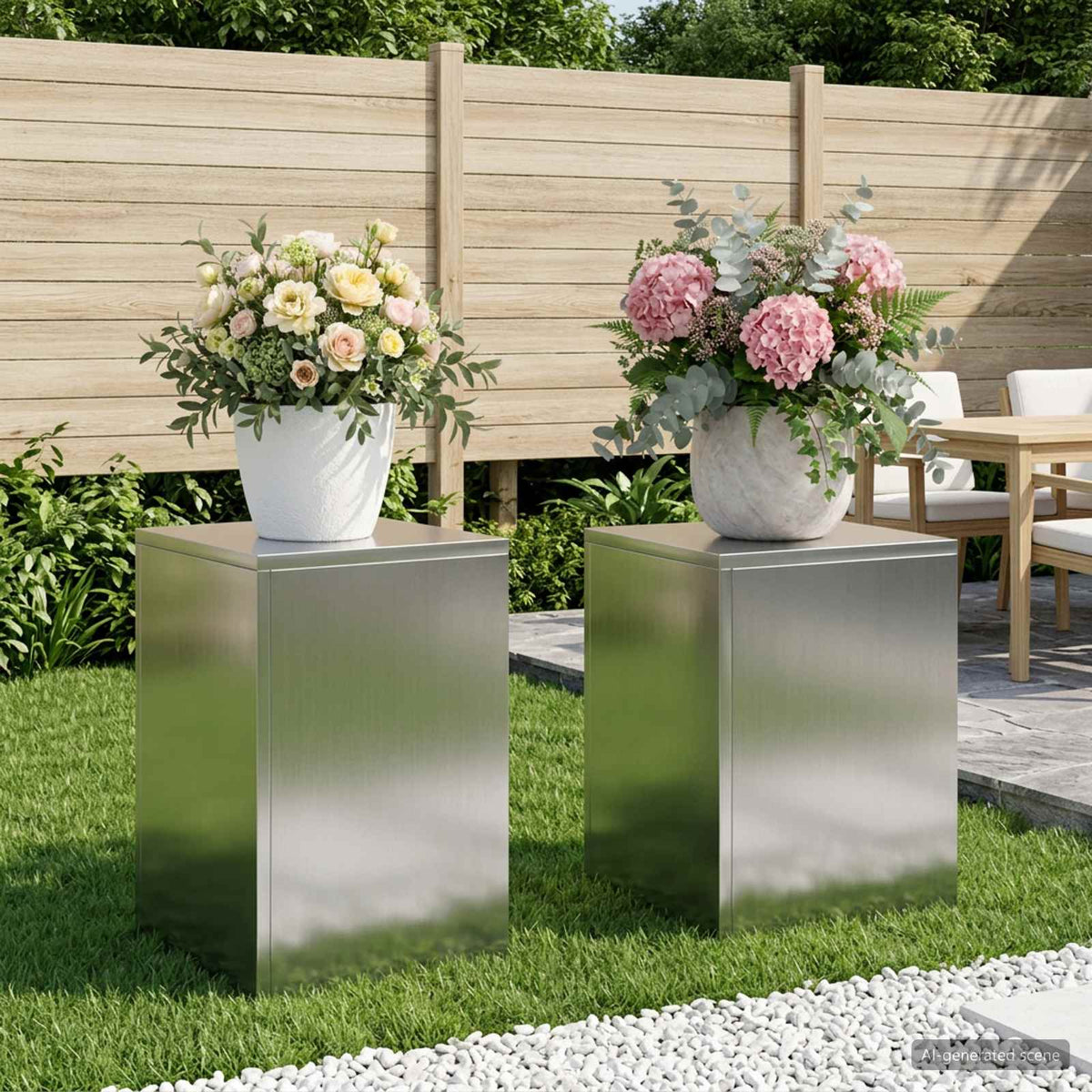 vidaXL Stojak na rośliny 2 pcs srebrny 30 x 30 x 40 cm Stal nierdzewna