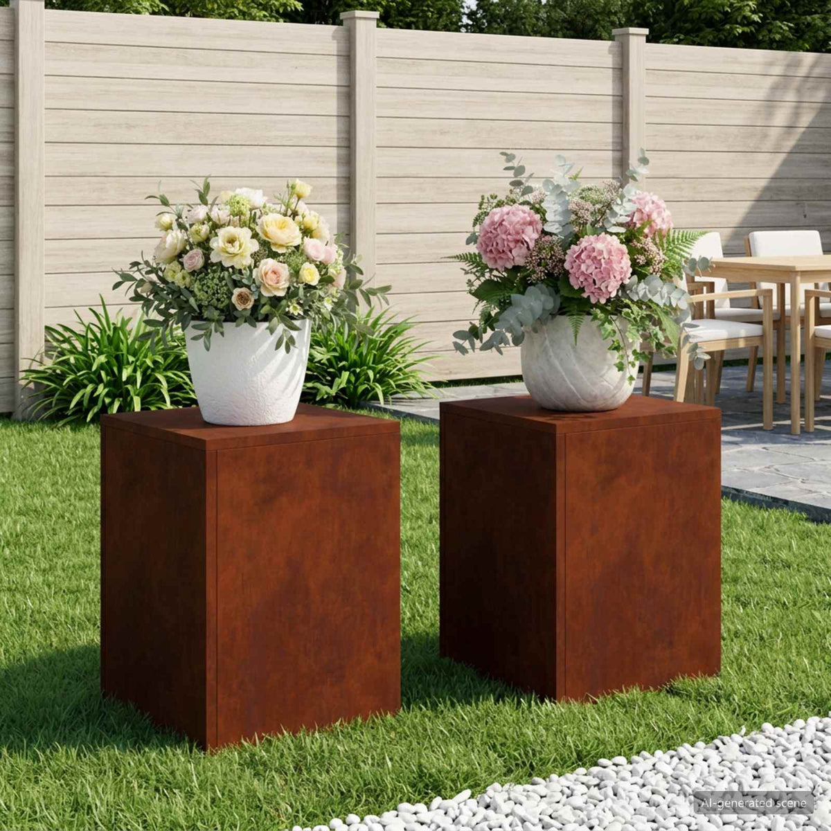 vidaXL Stojak na rośliny 2 pcs Rdzawy 30 x 30 x 40 cm Stal kortenowska