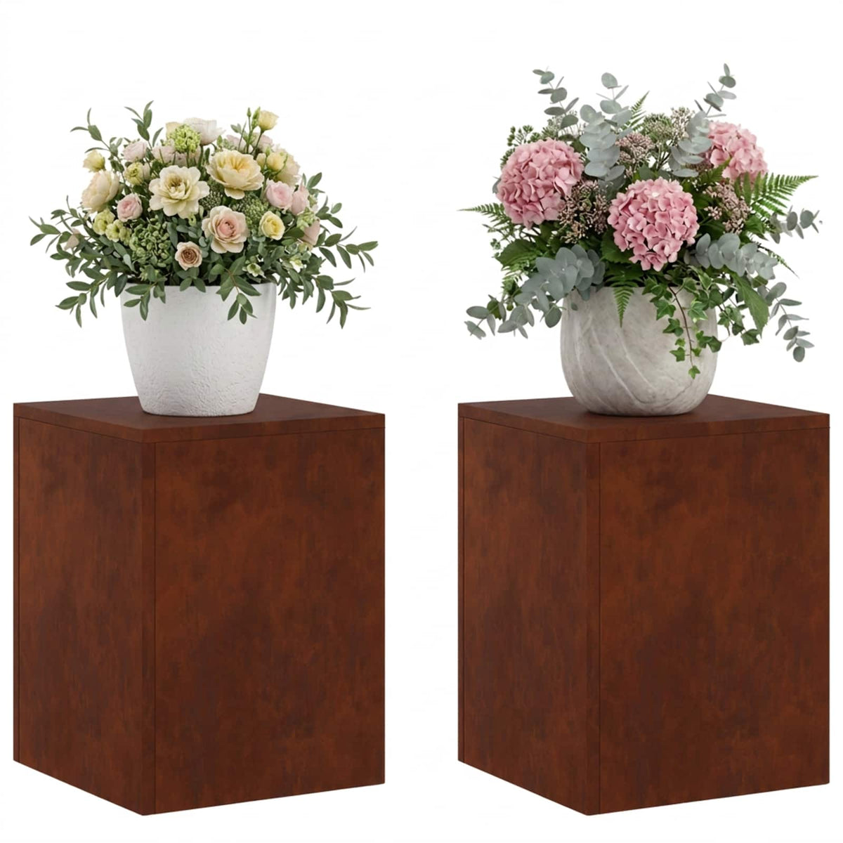 vidaXL Stojak na rośliny 2 pcs Rdzawy 30 x 30 x 40 cm Stal kortenowska