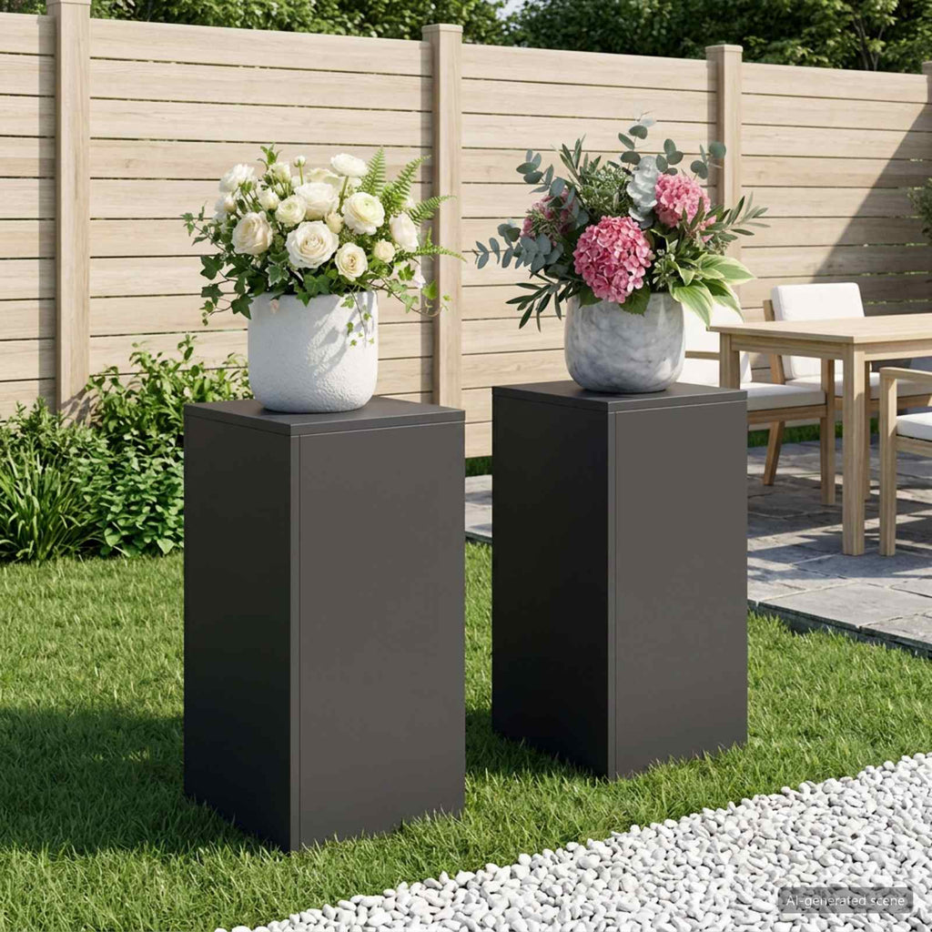 vidaXL Stojak na rośliny 2 pcs Czarny 30 x 30 x 60 cm Stal