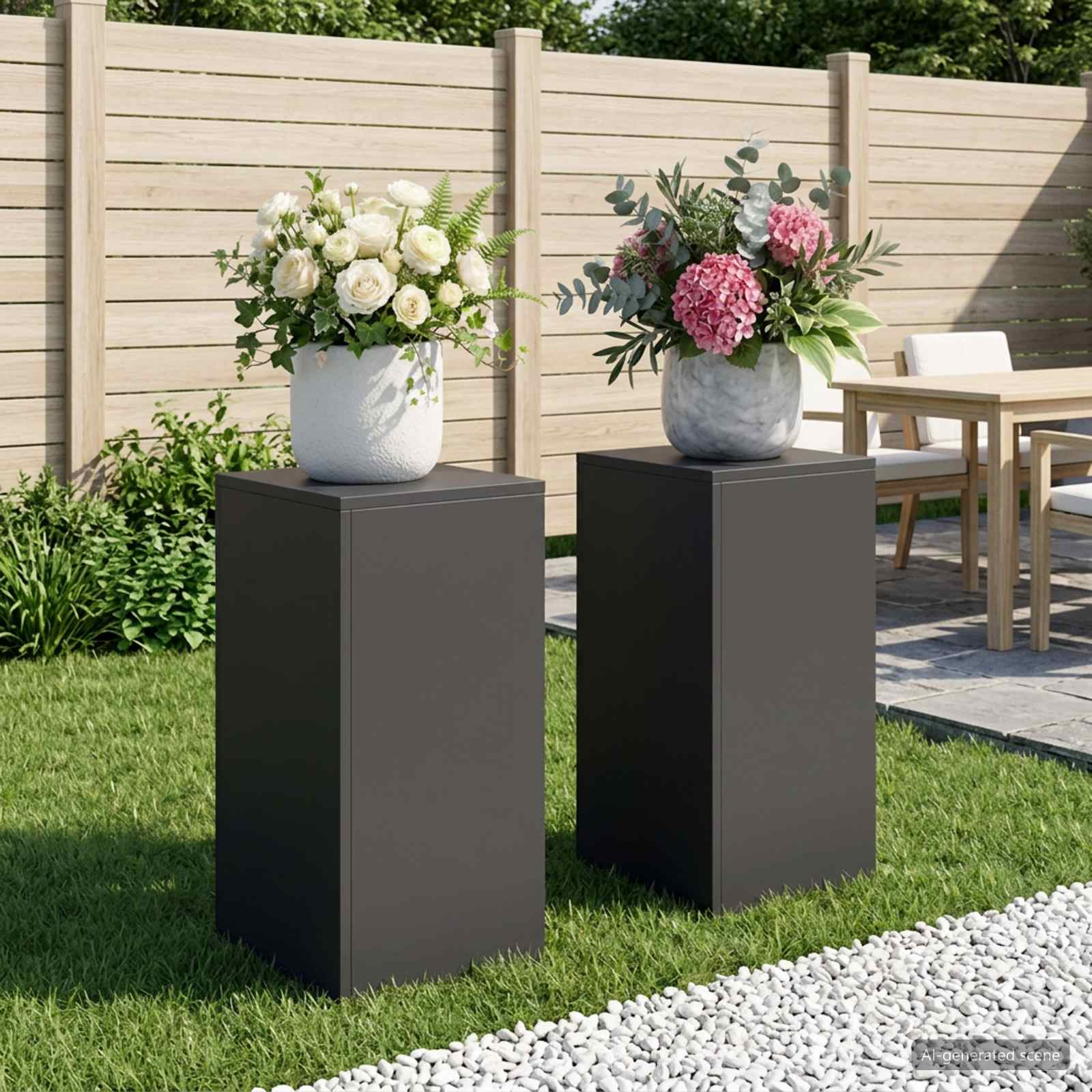 vidaXL Stojak na rośliny 2 pcs Czarny 30 x 30 x 60 cm Stal