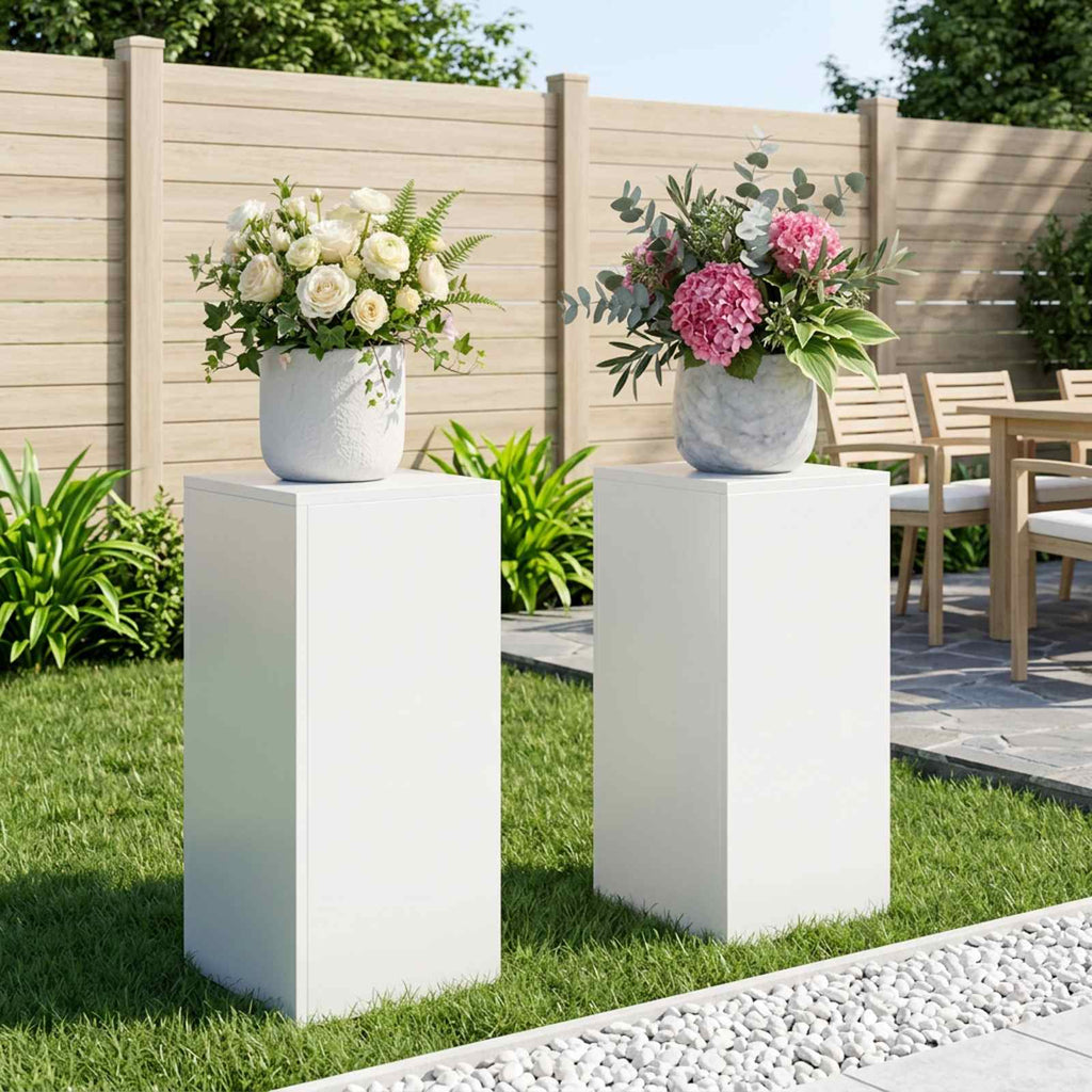 vidaXL Stojak na rośliny 2 pcs Biały 30 x 30 x 60 cm Stal