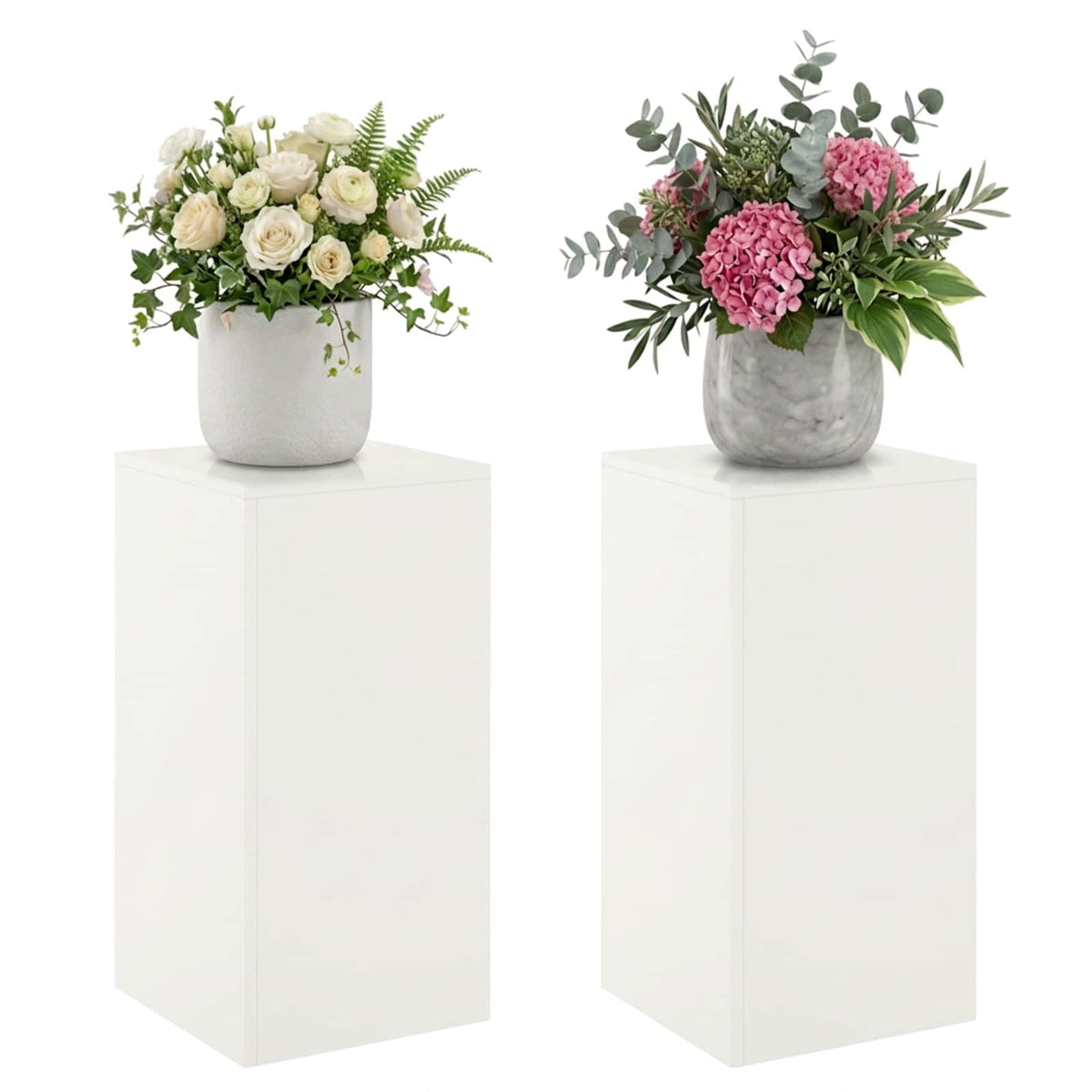 vidaXL Stojak na rośliny 2 pcs Biały 30 x 30 x 60 cm Stal