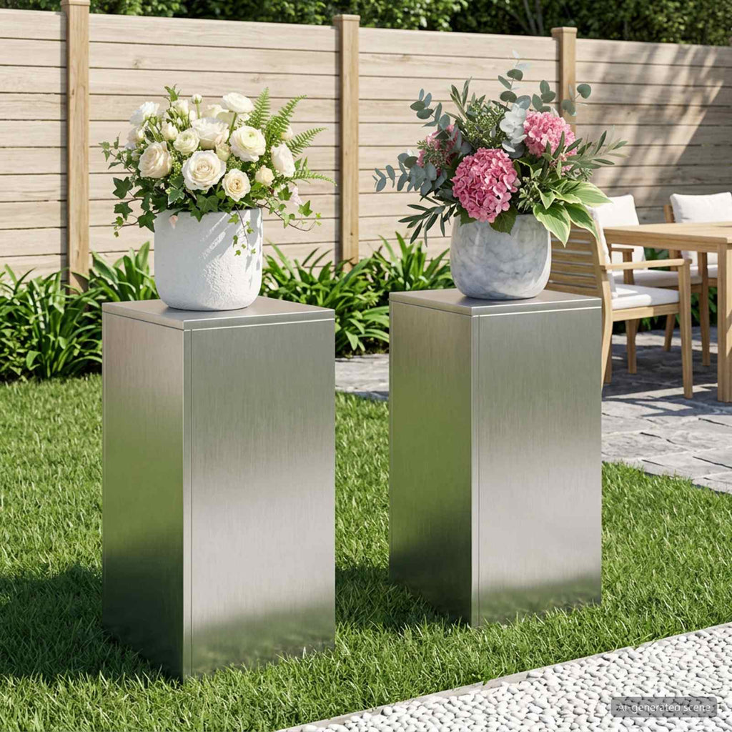 vidaXL Stojak na rośliny 2 pcs srebrny 30 x 30 x 60 cm Stal