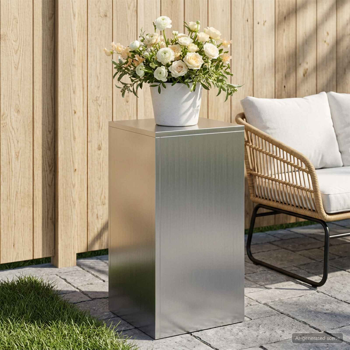 vidaXL Stojak na rośliny srebrny 30 x 30 x 60 cm Stal