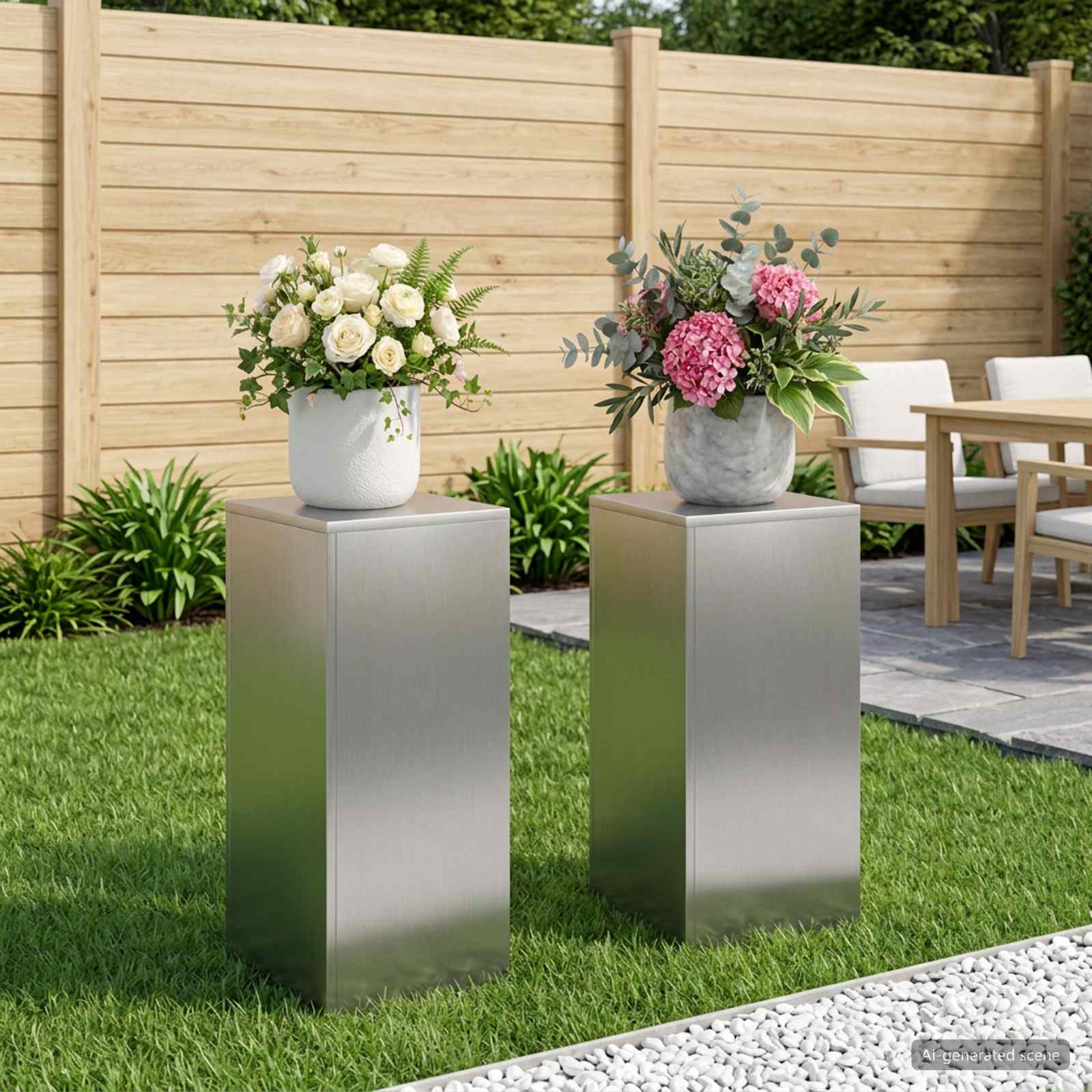 vidaXL Stojak na rośliny 2 pcs srebrny 30 x 30 x 60 cm Stal nierdzewna