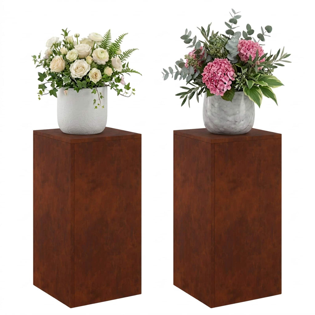 vidaXL Stojak na rośliny 2 pcs Rdzawy 30 x 30 x 60 cm Stal kortenowska