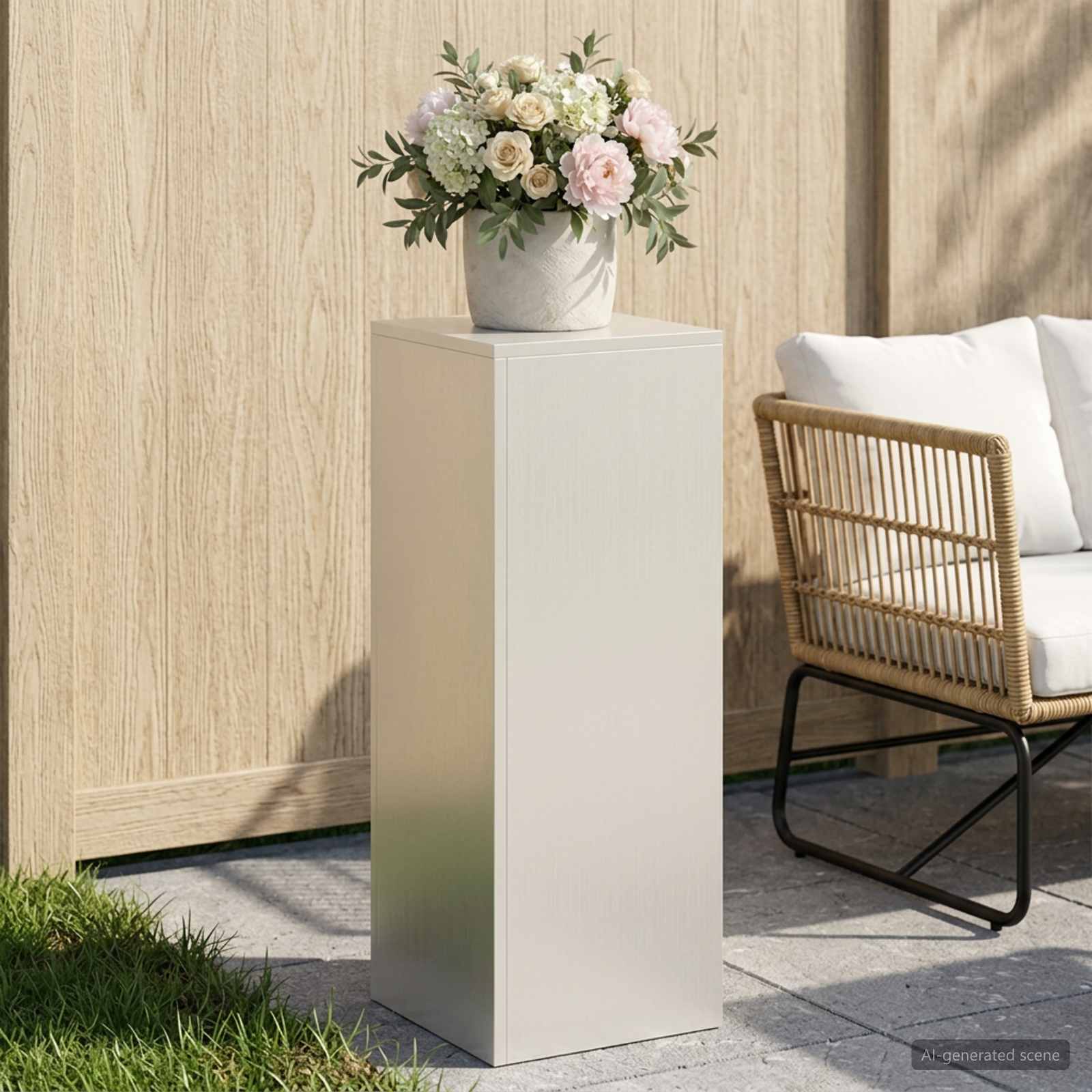 vidaXL Stojak na rośliny Biały 30 x 30 x 80 cm Stal