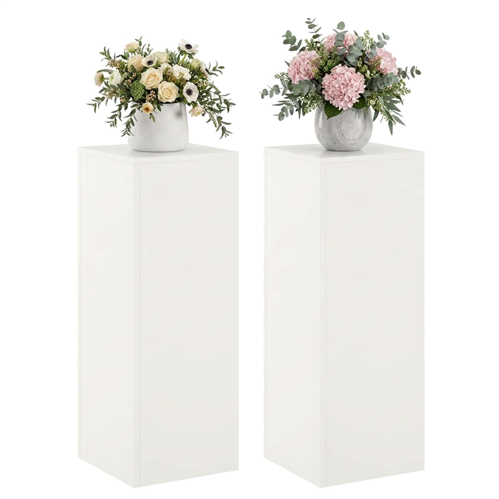 vidaXL Stojak na rośliny 2 pcs Biały 30 x 30 x 80 cm Stal