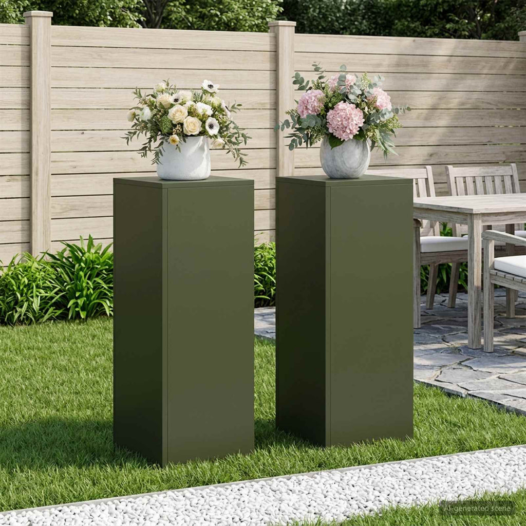 vidaXL Stojak na rośliny 2 pcs Oliwkowy zielony 30 x 30 x 80 cm Stal