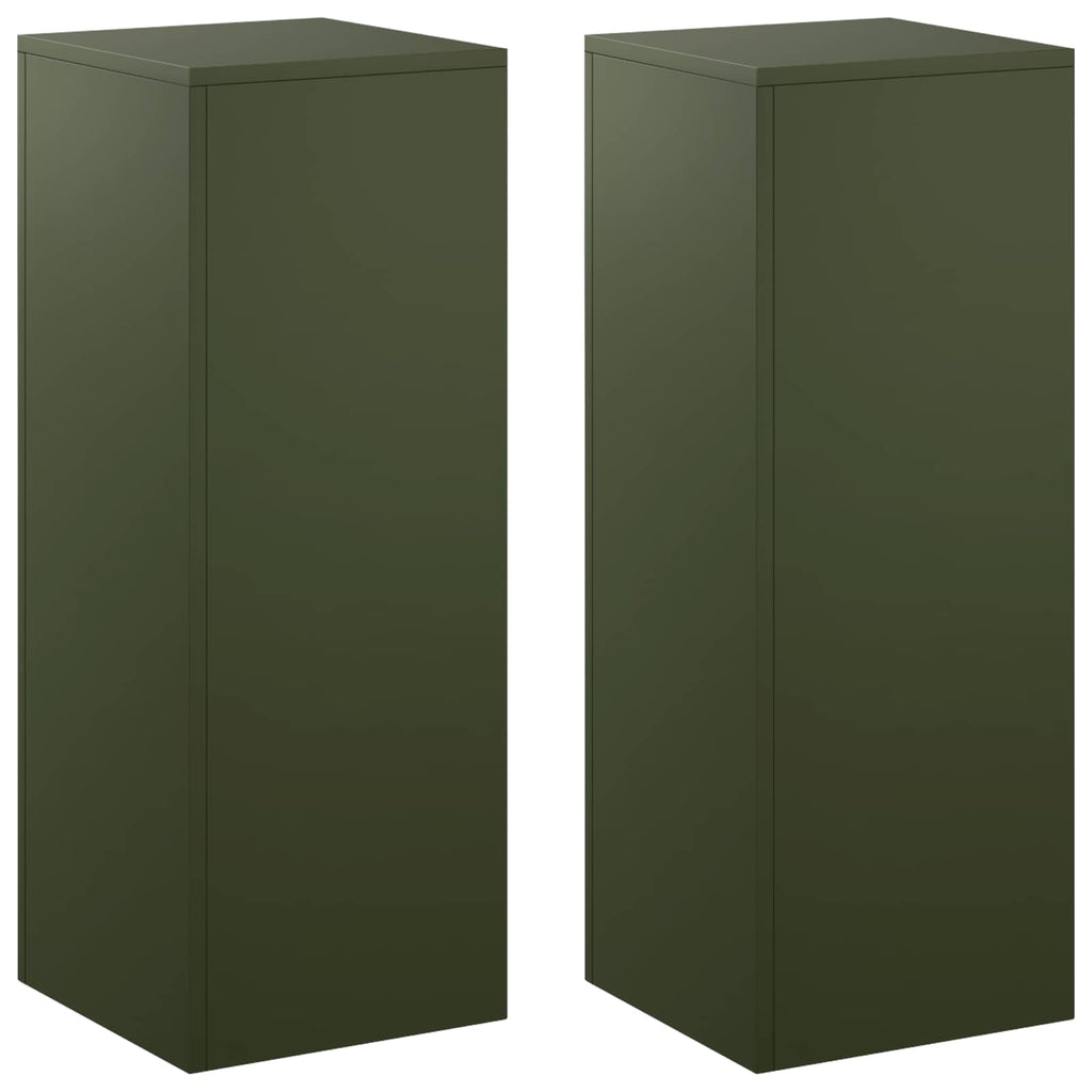 vidaXL Stojak na rośliny 2 pcs Oliwkowy zielony 30 x 30 x 80 cm Stal