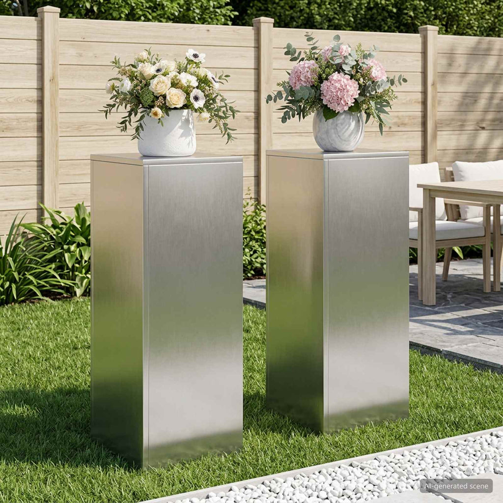 vidaXL Stojak na rośliny 2 pcs srebrny 30 x 30 x 80 cm Stal