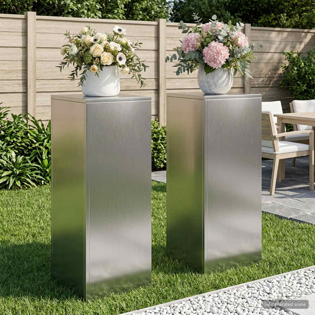vidaXL Stojak na rośliny 2 pcs srebrny 30 x 30 x 80 cm Stal nierdzewna