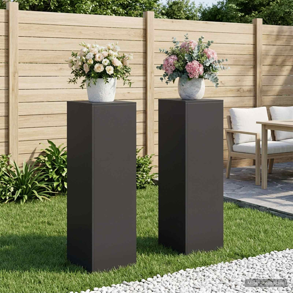 vidaXL Stojak na rośliny 2 pcs Czarny 30 x 30 x 100 cm Stal