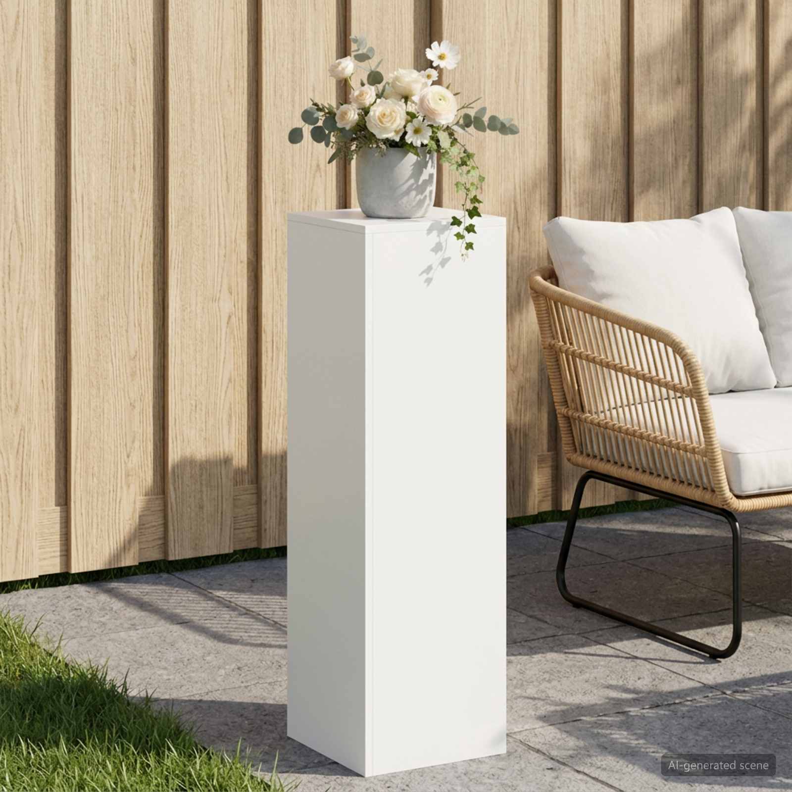 vidaXL Stojak na rośliny Biały 30 x 30 x 100 cm Stal