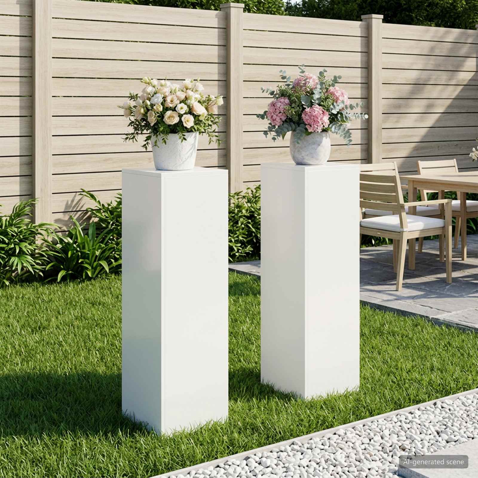 vidaXL Stojak na rośliny 2 pcs Biały 30 x 30 x 100 cm Stal