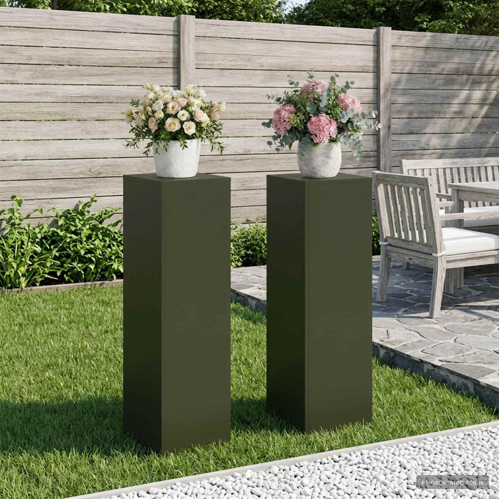 vidaXL Stojak na rośliny 2 pcs Oliwkowy zielony 30 x 30 x 100 cm Stal