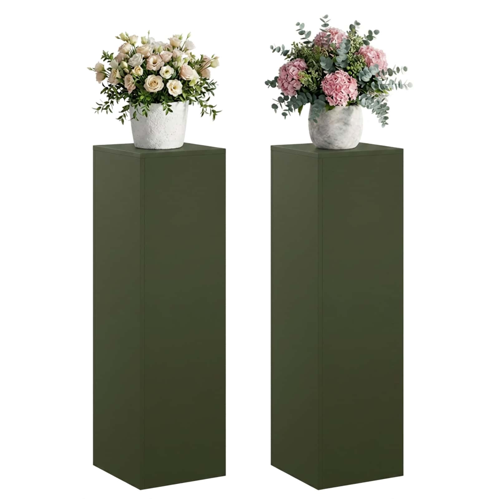 vidaXL Stojak na rośliny 2 pcs Oliwkowy zielony 30 x 30 x 100 cm Stal