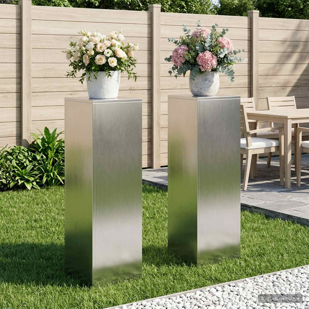 vidaXL Stojak na rośliny 2 pcs srebrny 30 x 30 x 100 cm Stal