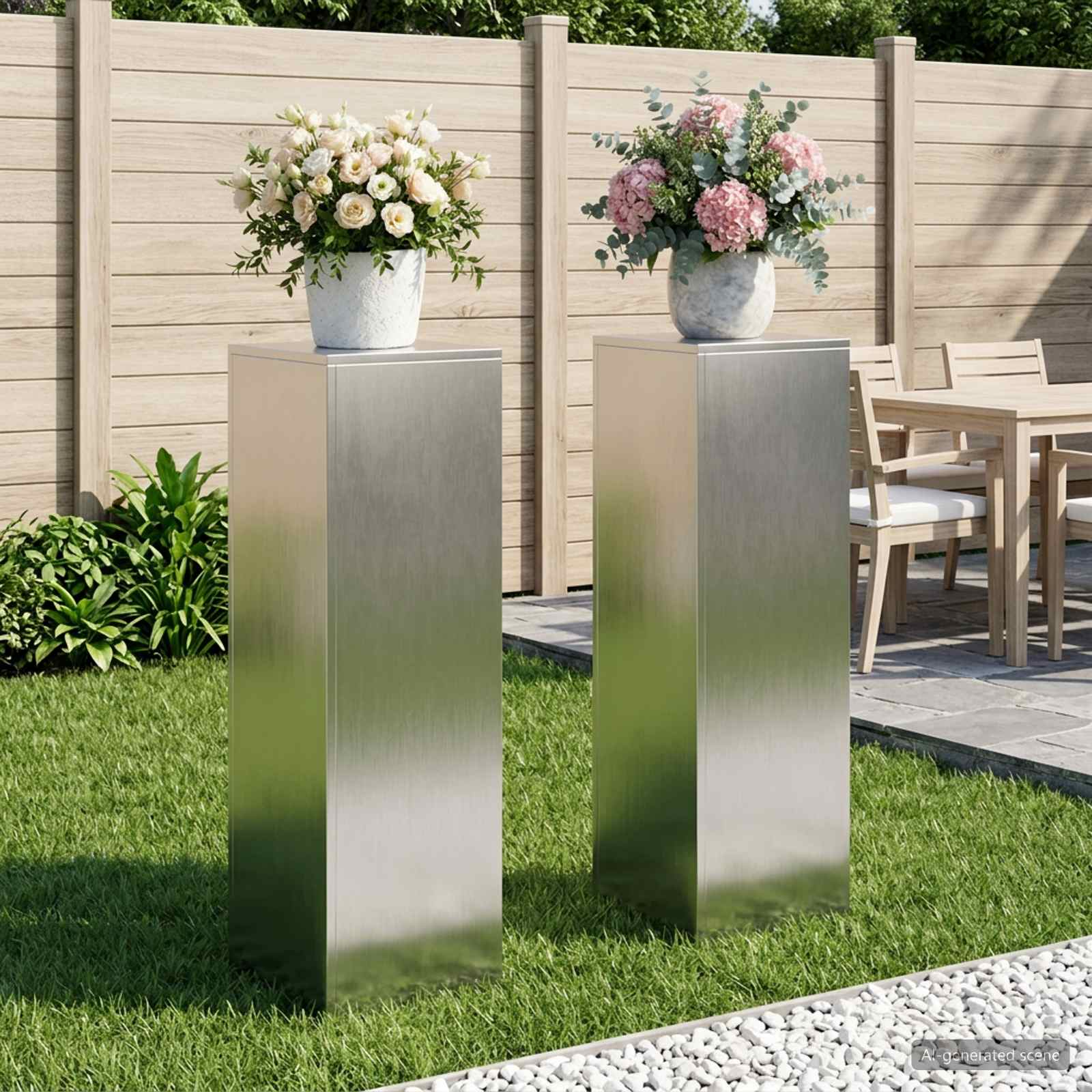 vidaXL Stojak na rośliny 2 pcs srebrny 30 x 30 x 100 cm Stal