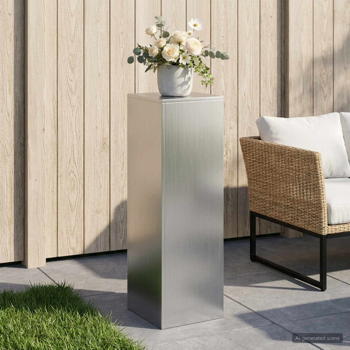 vidaXL Stojak na rośliny srebrny 30 x 30 x 100 cm Stal