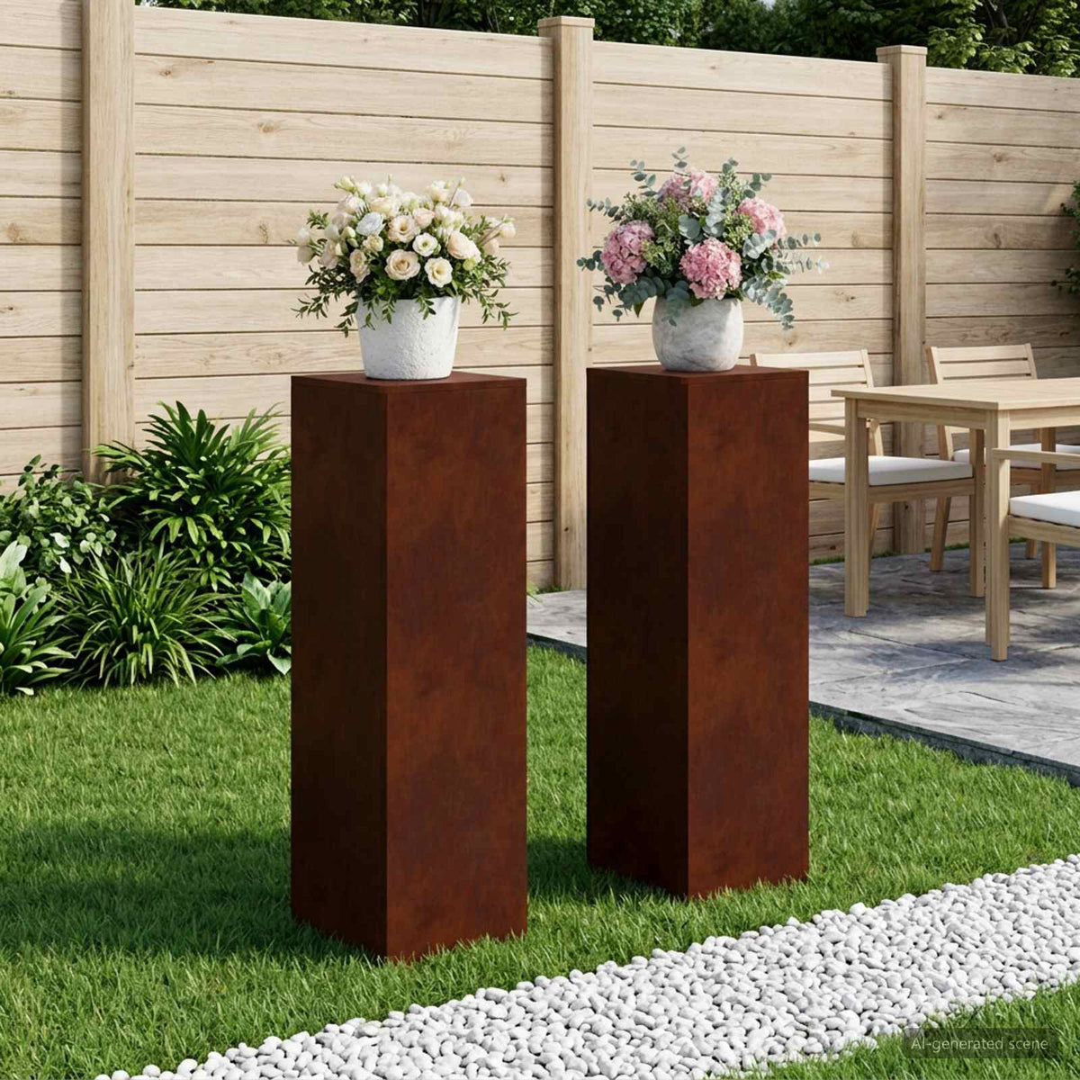 vidaXL Stojak na rośliny 2 pcs Rdzawy 30 x 30 x 100 cm