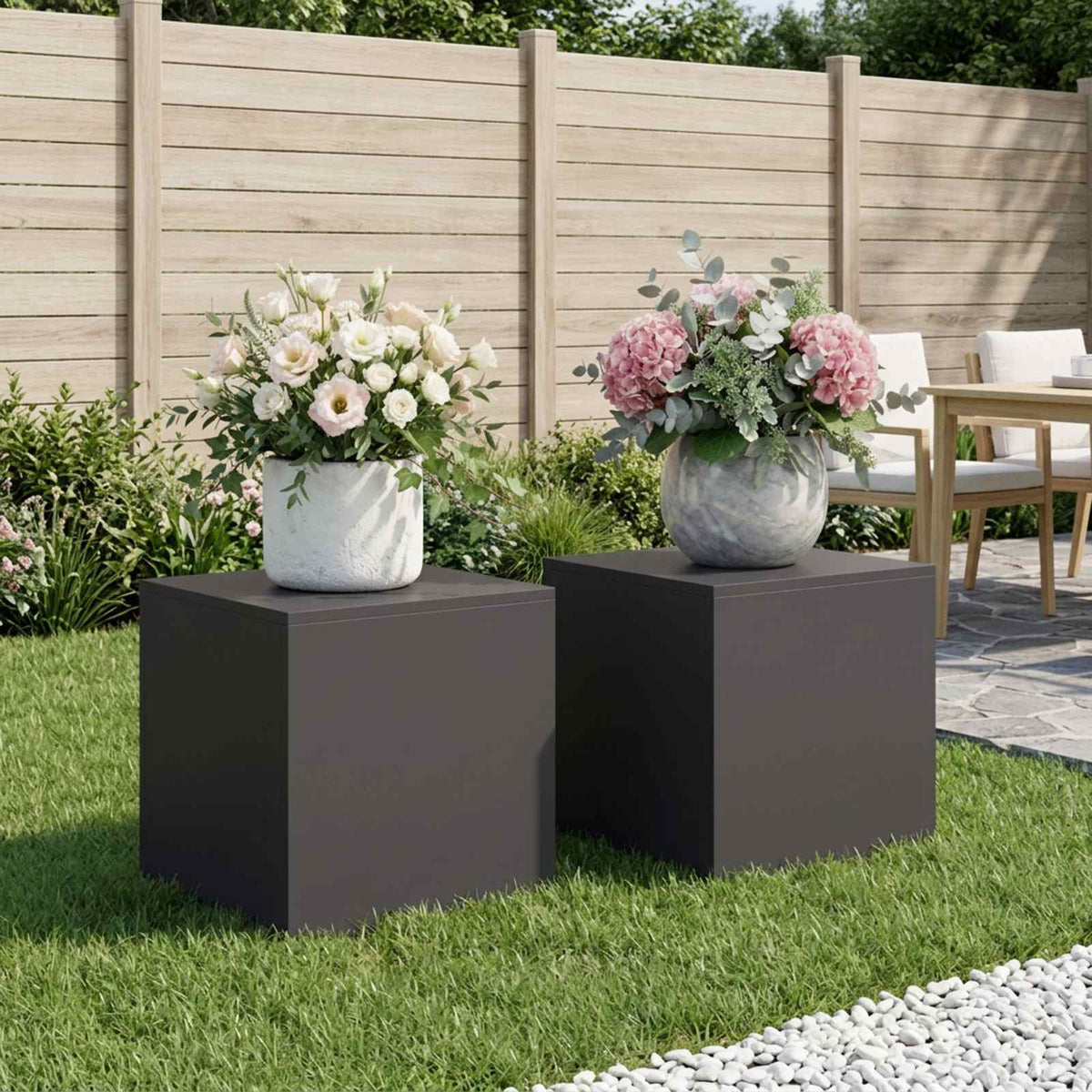 vidaXL Stojak na rośliny 2 pcs Czarny 40 x 40 x 40 cm Stal